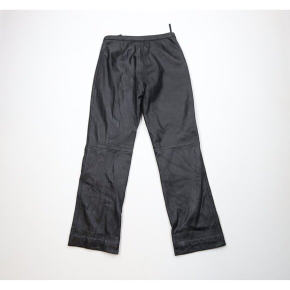 Vintage 90s Streetwear Womens 4 Distressed Soft Lambskin Leather Pants Black - Picture 11 of 15